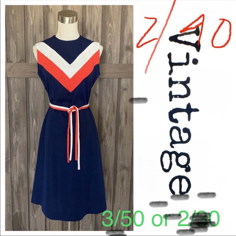 BUNDLE DEAL! Vintage Sleeveless Midi Dress Red White & Blue